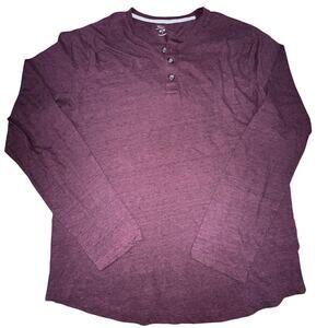 Old Navy Shirt Mens Size M Purple Soft Washed Ultra Doux Henley Long Sleeves